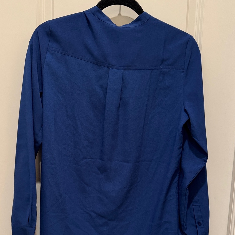 Paraphrase Royal Blue Long Sleeve Button-Up Blouse Women’s Small - Picture 10 of 11